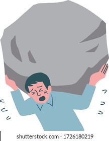 man middle age rock burden worried
