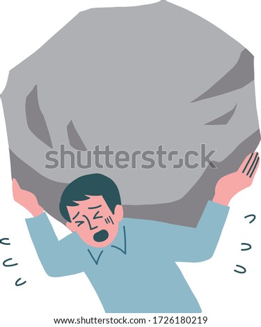 man middle age rock burden worried
