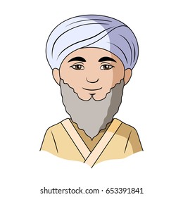 Man from middle Asia.Human race single icon in cartoon style vector symbol stock illustration web.