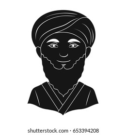 Man from middle Asia.Human race single icon in black style vector symbol stock illustration web.