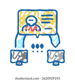 man in middle attacks doodle icon sketch vector. man in middle attacks sign. isolated symbol illustration
