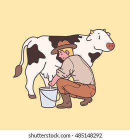 Man milking cow