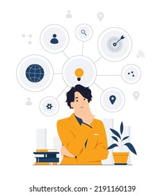 Man with Mind map concept illustration