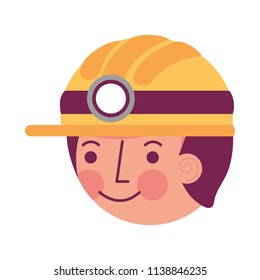 man miner in helmet face character