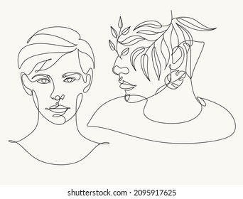 Man Minimalist Portrait. Male Vector Line art illustration