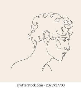 Man Minimalist Portrait. Men 
 Male Vector Line art illustration