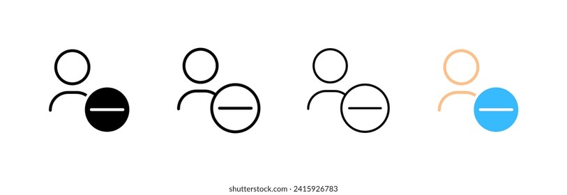 Man and minus icons. Different styles, human silhouette and minus. Vector icons