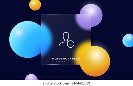 Man with minus line icon. Button delete, remove, cancel, calculator, subtract, calculations, file, Take away. File concept. Glassmorphism style. Vector line icon for Business and Advertising