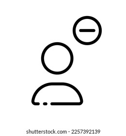 Man with minus line icon. Button delete, remove, cancel, calculator, subtract, calculations, file, Take away. File concept. Vector line icon on white background