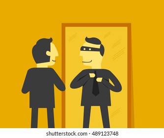 man with mirror