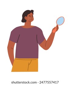 Man with Mirror Vector illustration