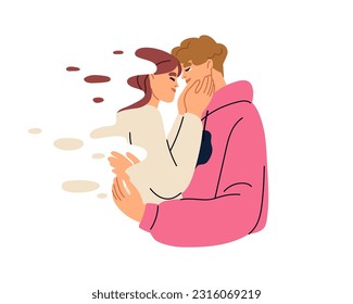 Man missing departed love partner, couple, left gone lost girl valentine. Romantic relationship loss, breakup concept. Widower mourning. Flat graphic vector illustration isolated on white background