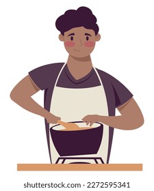  man mixing with pot character
