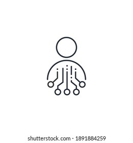 A man with a mobile connection. Vector linear icon isolated on white background.