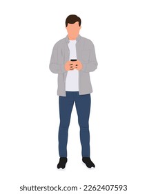 Man With Mobile Phone, Male Character Holding Cell Phone