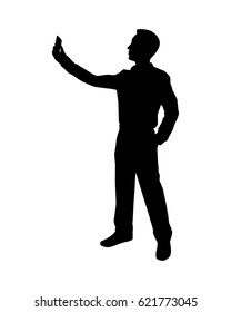A man with mobile phone vector