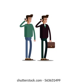 A man with a mobile phone, vector illustration