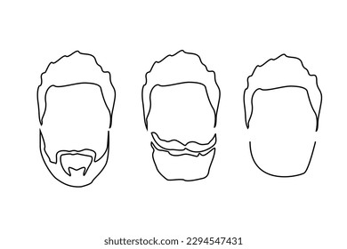 man model head face beard models set collection line art