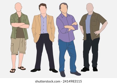 man modeling line art illustration 