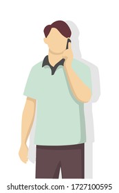 Man in modern style vector illustration, simple flat shadow isolated on white background.