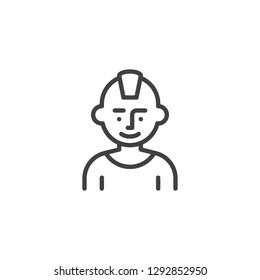 Man with mohawk hairstyle line icon. linear style sign for mobile concept and web design. Man avatar character outline vector icon. Symbol, logo illustration. Pixel perfect vector graphics