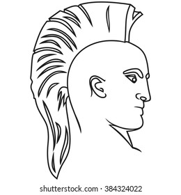 A man with a mohawk ,man with a punk hairstyle ,Punk Mohawk hairstyle  vector