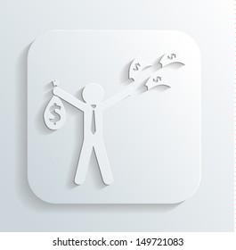 man money bag icon vector