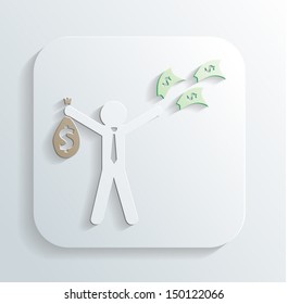man money bag icon vector