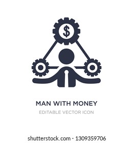 man with money gears icon on white background. Simple element illustration from Business concept. man with money gears icon symbol design.