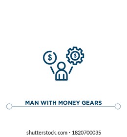 man with money gears outline vector icon. simple element illustration. man with money gears outline icon from editable business concept. can be used for web and mobile
