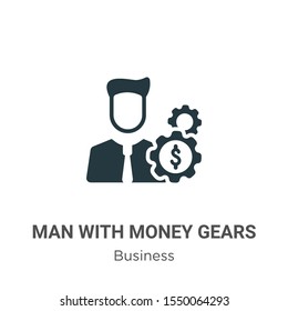 Man with money gears vector icon on white background. Flat vector man with money gears icon symbol sign from modern business collection for mobile concept and web apps design.