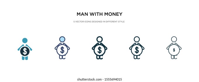 man with money icon in different style vector illustration. two colored and black man with money vector icons designed in filled, outline, line and stroke style can be used for web, mobile, ui