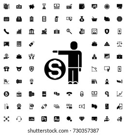 Man and money icon. set of filled finance icons.