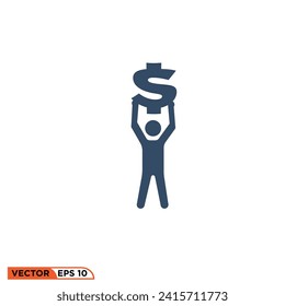 man with money icon vector graphic of template 