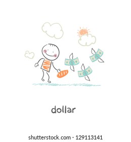 Man and money. Illustration.