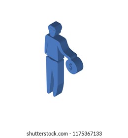 Man with Money isometric left top view 3D icon