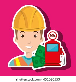 man with money and oil isolated icon design, vector illustration  graphic 