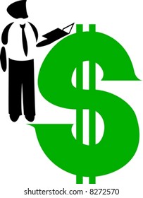 Man and money sign