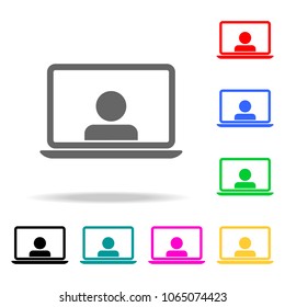 man in the monitor icon. Elements of teamwork multi colored icons. Premium quality graphic design icon. Simple icon for websites, web design, mobile app, info graphics on white background