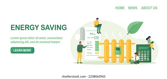 Man monitoring central heating meter, calculating utility bill. Home energy efficiency audit. Reduce costs heating, cooling. Efficiency utilities consumption. Save money on payment for resource usage