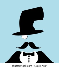 man with monocle and crooked top hat