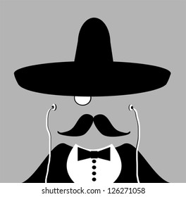 man with monocle and Mexican hat