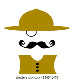man with monocle wearing safari hat