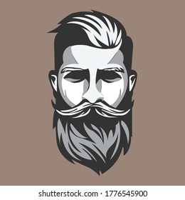 Man With Moody Vintage Beard Face 