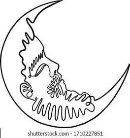 Man moon, lineart, doodle. Male beginning. Vector illustration on white background. For cards, posters, stickers  and professional design. 