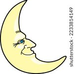 Man in the Moon Smiling Vector Illustration