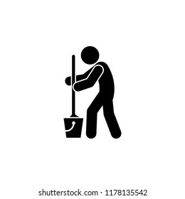 man mopping icon. Element of man cleaning icon for mobile concept and web apps. Glyph man mopping icon can be used for web and mobile