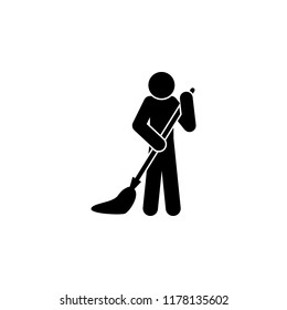 man mopping icon. Element of man cleaning icon for mobile concept and web apps. Glyph man mopping icon can be used for web and mobile