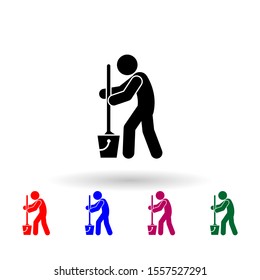 Man mopping nolan icon. Simple glyph, flat vector of cleaning the house icons for ui and ux, website or mobile application
