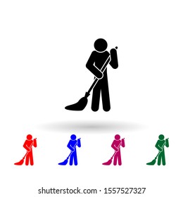 Man mopping nolan icon. Simple glyph, flat vector of cleaning the house icons for ui and ux, website or mobile application